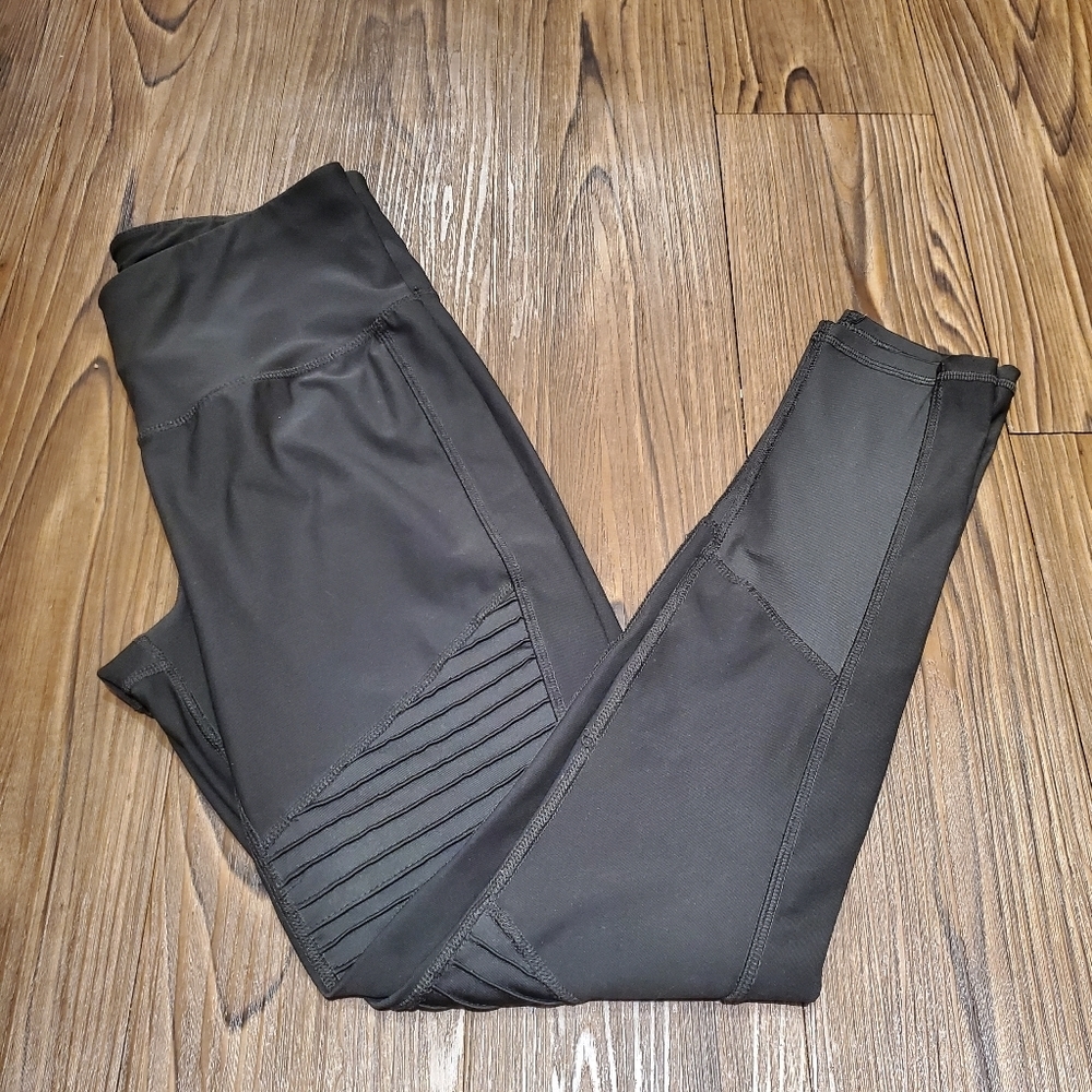 Apana Hunter Green Moto Leggings Active Pants Gym High Rise Yoga Barre Sports M